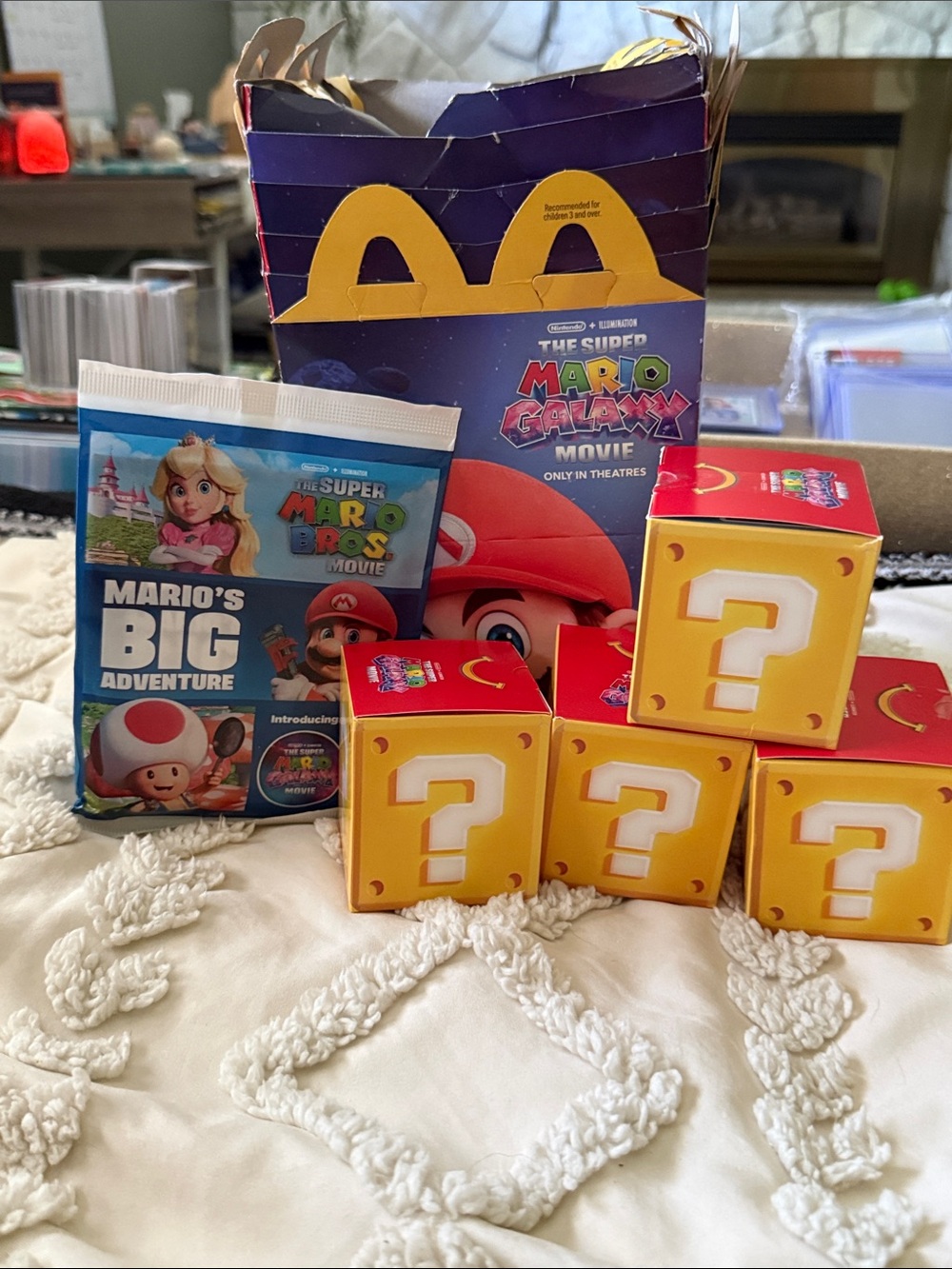 McDonald's Super Mario Galaxy Movie Question Block Toy Set - Yellow & Red